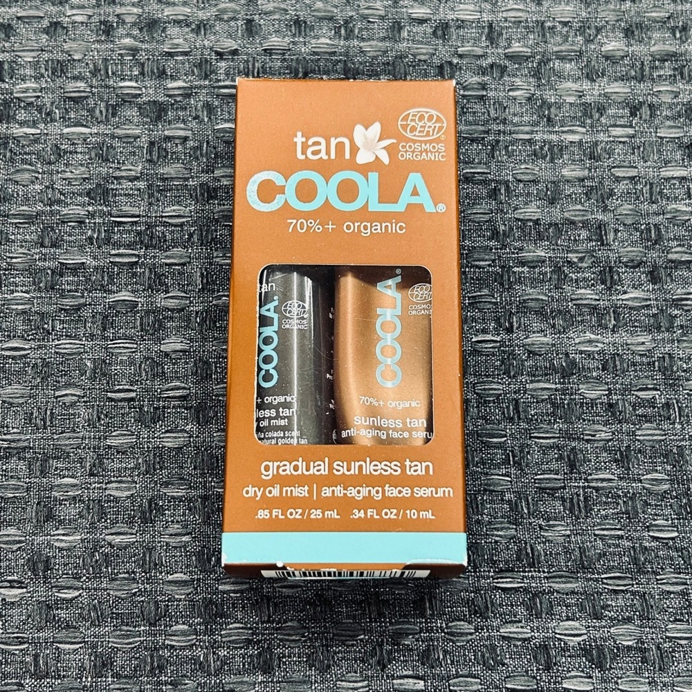 COOLA Gradual Sunless Tan Set Organic Dry Oil Mist and Anti-Aging Face Serum NEW